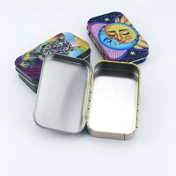 Printing Logo Tin Case Gift Candy Makeup Tools Storage Lighter Smoking Accessories Rectangular Container Metal Tin Box