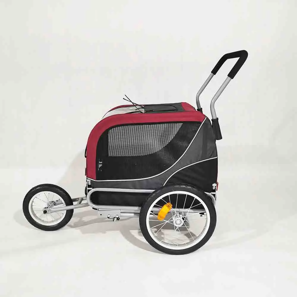 Chinese factory sell pet stroller bike trailer with handle bar, pet bicycle trailer for middle dog