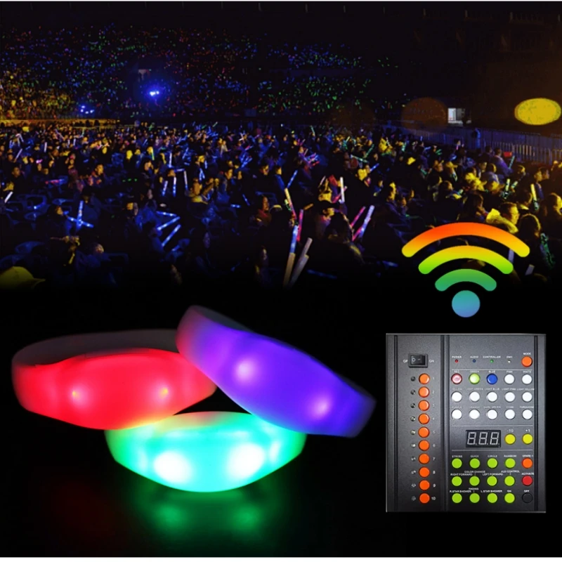 Personalizadas music activada por sonido DMX remoto controlador pulseras led para fiestas