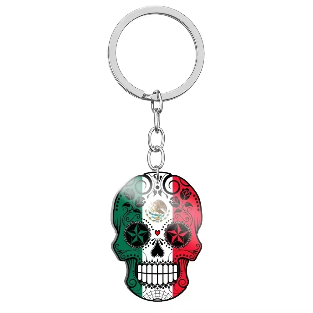 Manufacturer customized Stainless steel metal keychain accept customized country flag keychain Halloween keychain pendant