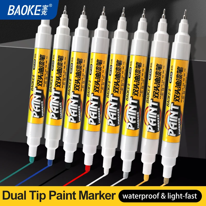 Dual tip paint marker pen craftwork fine line thick line 8 colors paint marker