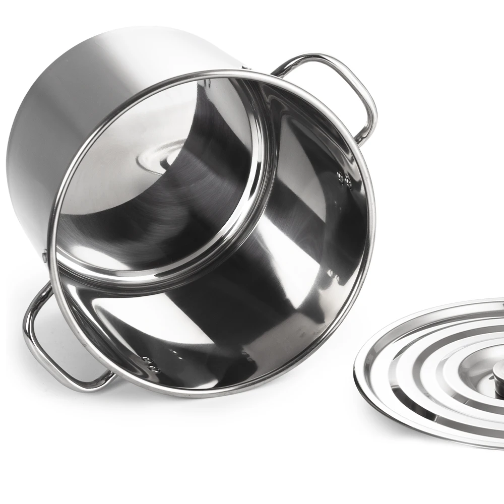 High Body 30 - 98 Liter Commercial Cooking Pot Big Size Soup And Stock Casseorle Stainless Steel Pot