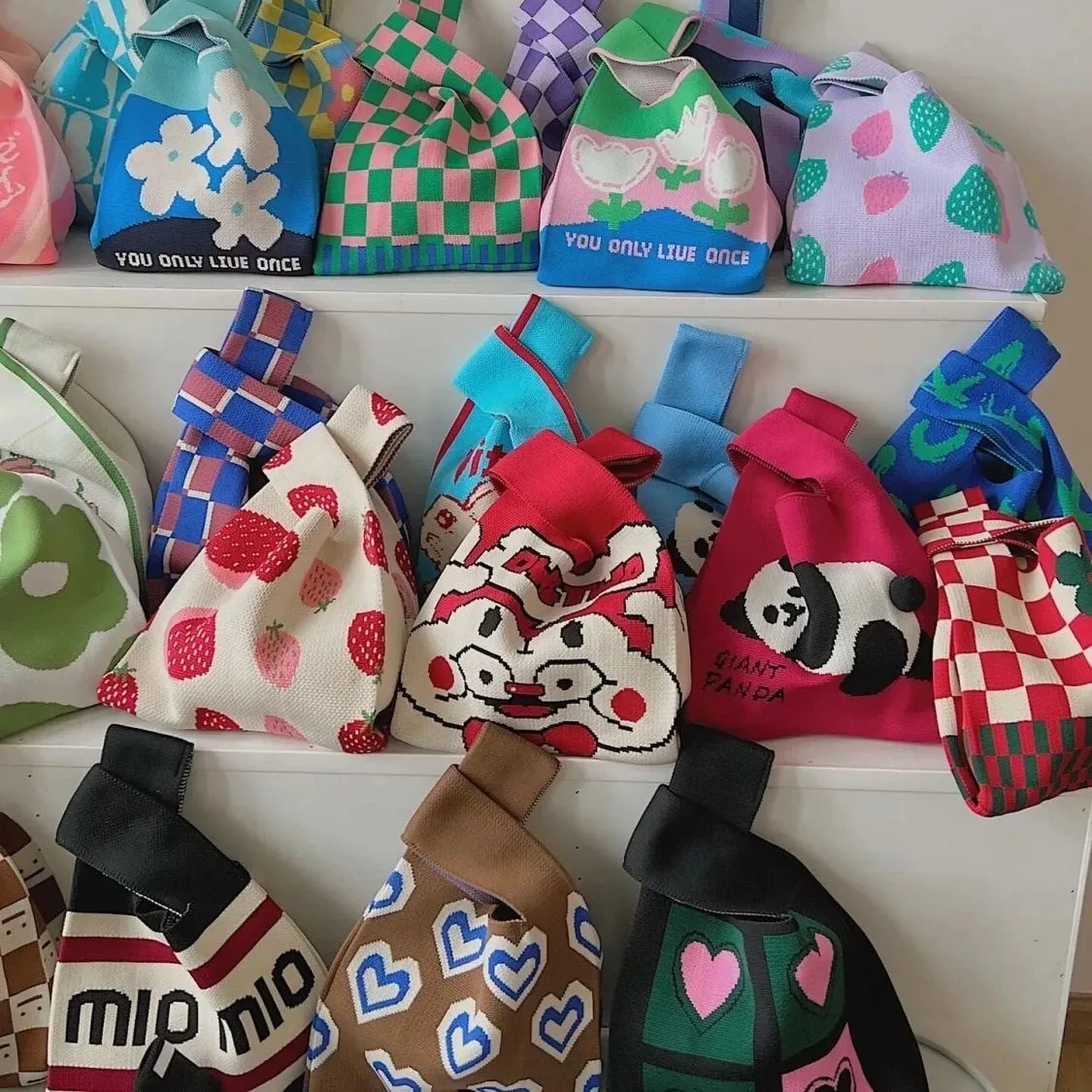Hot Selling Handmade Crochet Bag Purse Small Knitting Phone Bags Women Girls Knitted Bag