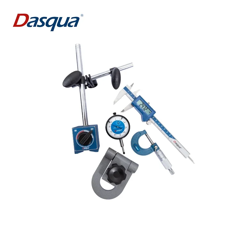 Dasqua 5pcs Measuring Set 0-150mm Digital Caliper 0-25mm Outside Micrometer Magnetic Base Dial Indicator Micrometer Stand