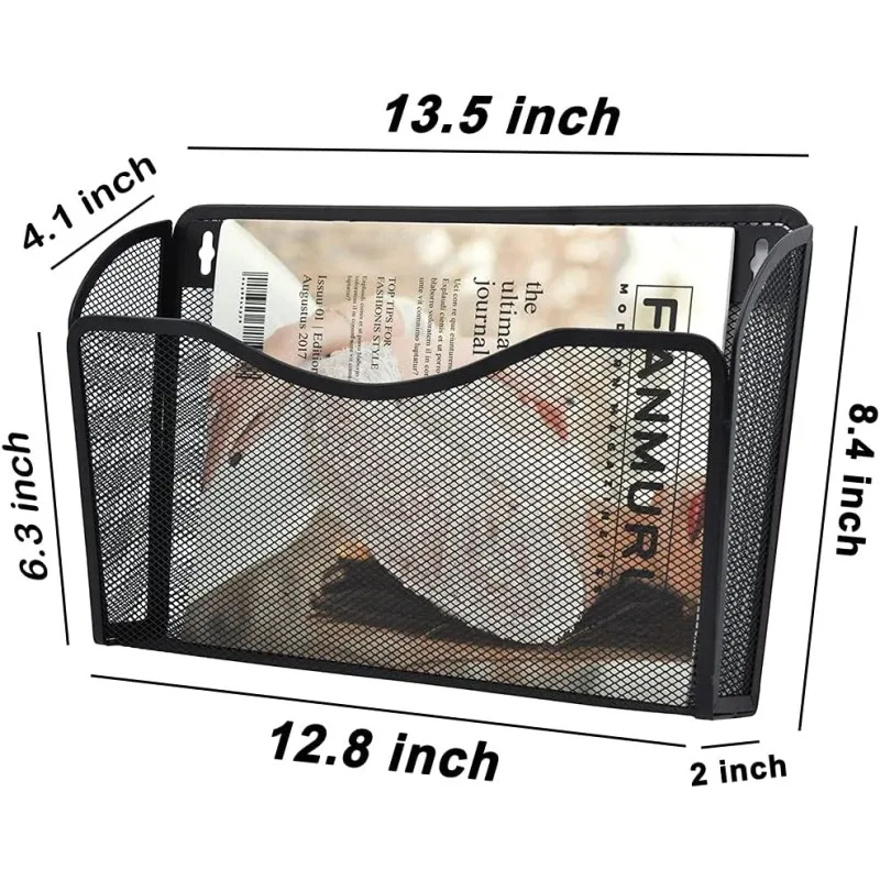 Customized Office and Home Mesh Wall Mounted File Holder Metal Hanging Vertical Wall File Pocket Organizer