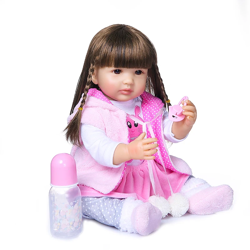 NPK 55cm Full Body Silicone Reborn Toddler Girl Doll  Real Soft Touch Bath Reborn Baby Dolls