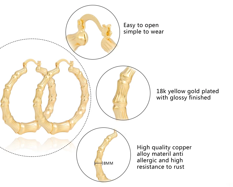 Large Size 60mm Custom Jewelry Fashion Earrings Brass Women Big Earrings