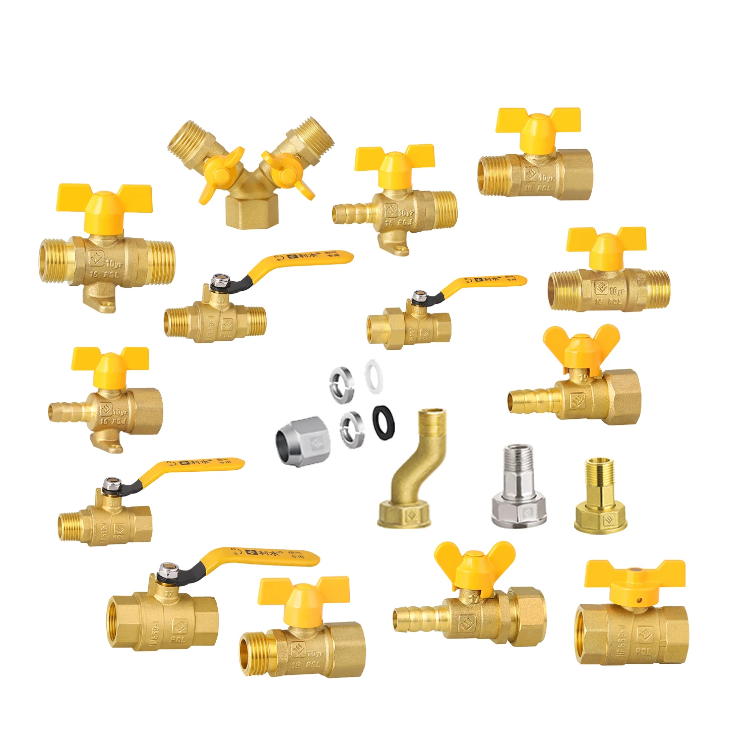 LISHUI Forged Yellow Long Handle Brass Ball Valves Ball Gas Valve