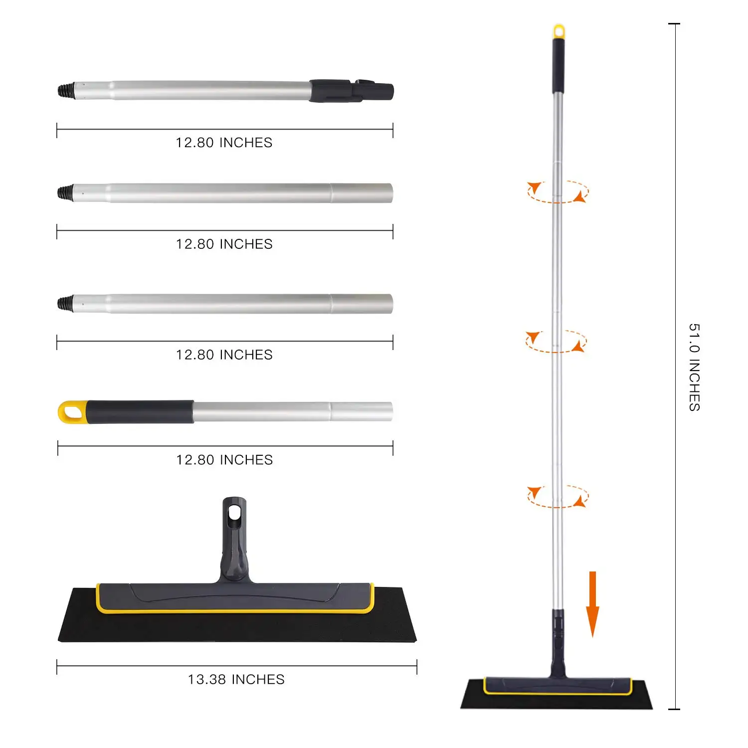 Floor Squeegee Broom Perfect for Shower Bathroom Kitchen Home Tile Pet Hair Fur Floor Marble Glass Window Water Foam