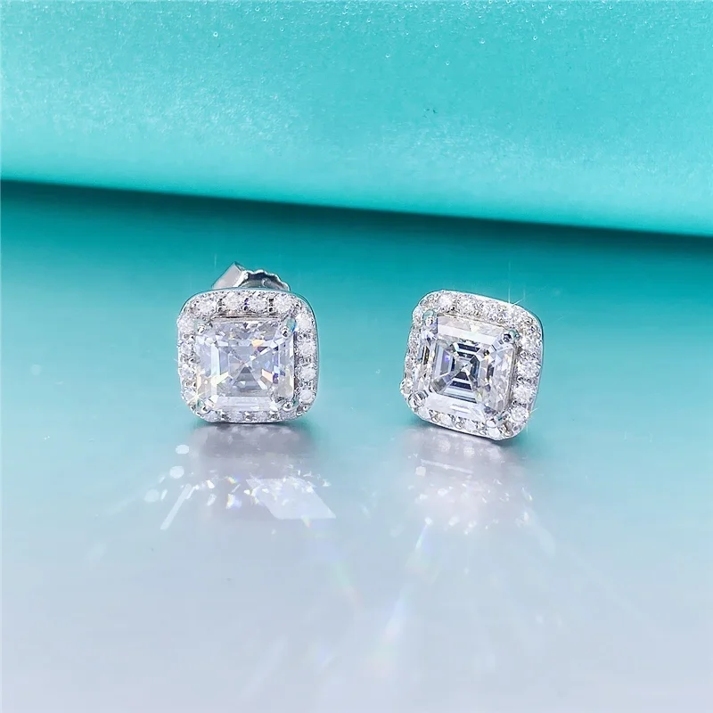 wholesale vvs moissanite diamond earrings unisex silver gold jewelry round cut ear studs fine jewelry earrings