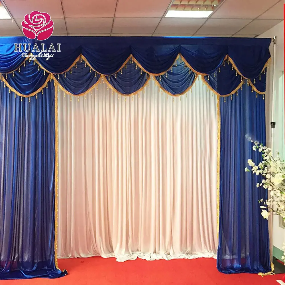 beatiful wonderful fancy wine red white tassels ice silk curtain drapes backdrop for wedding stage birthday party decoration