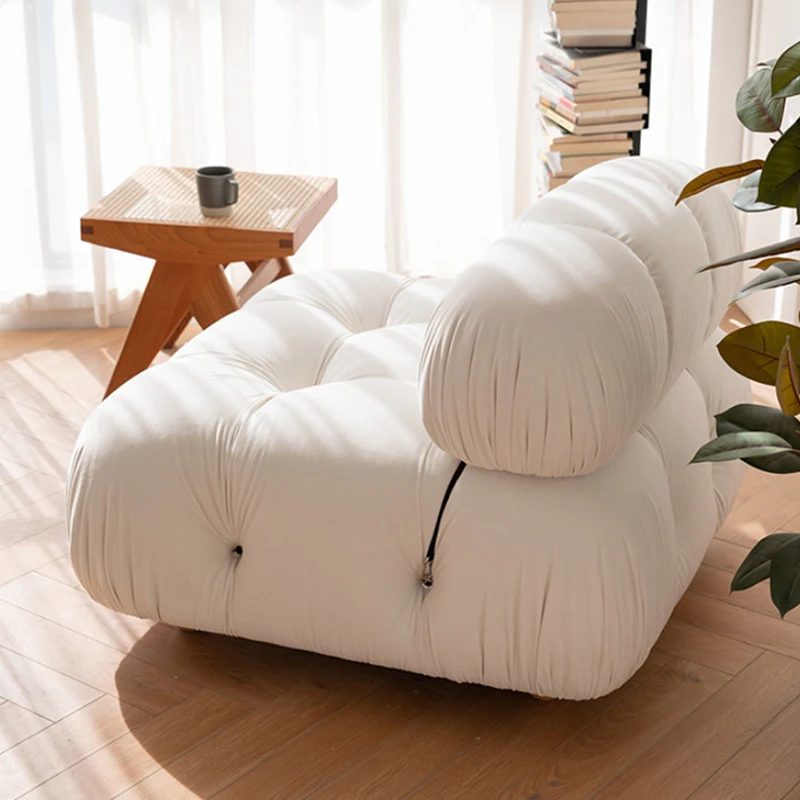 Family Lamb Velvet Module Sofas Combination Living Room L Shape Sofa White Velvet Modular Seater Sectional Sofa