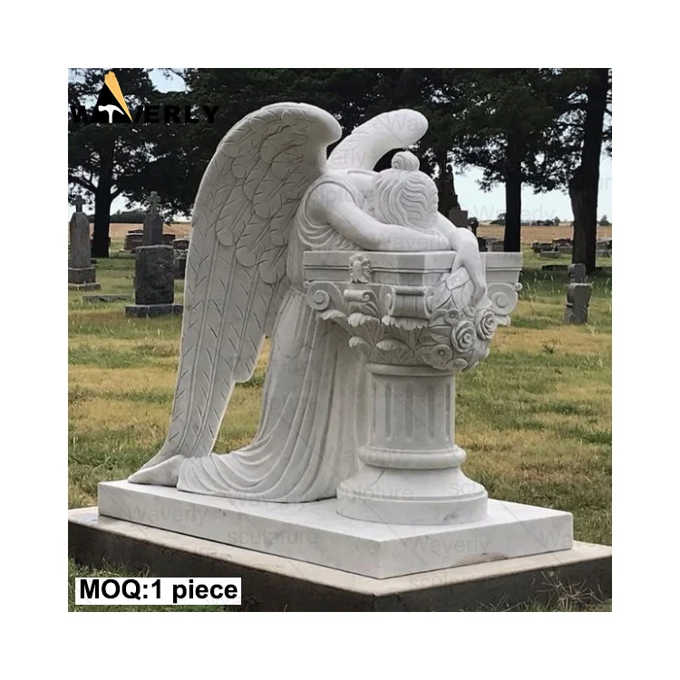 Custom Hand Carved High Quality Marble Granite Stone Angel Praying Statue Heart Tombstone Headstones And mMonuments For Graves