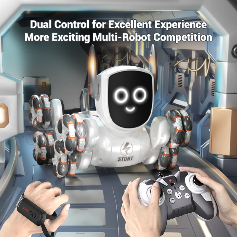 JJRC Q193 Eight-wheel Multi-function Dual Remote Control Robot Dog Toy Watch Hand Gesture Remote Control RC Stunt Cars