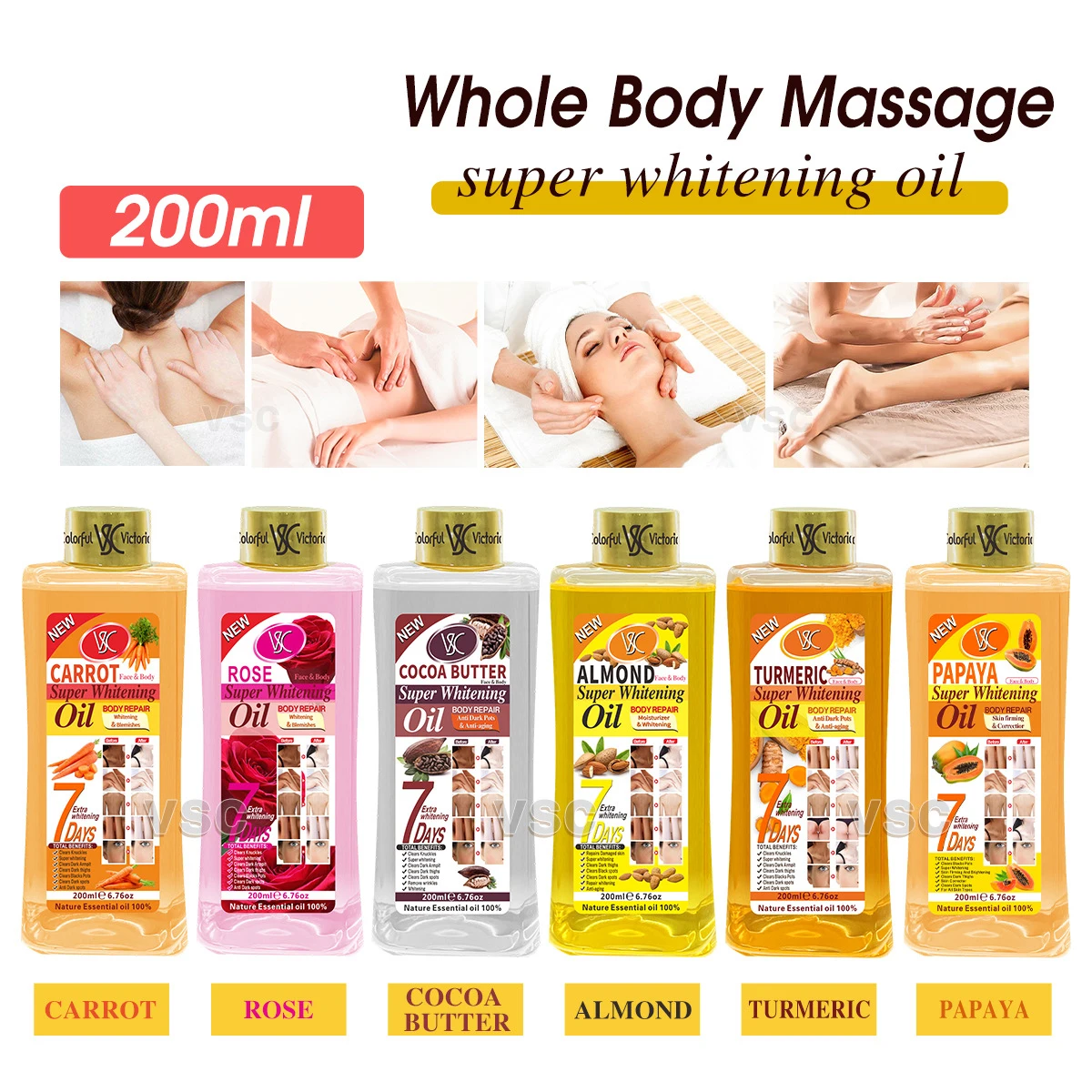 200ML Massage Oil Face and Body Moisturizer Nourishing Correct Spots Rose Massage Essential Oil