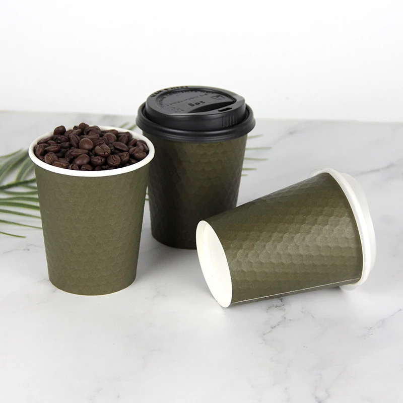 Eco friendly biodegradable high quality food grade disposable ripple wall coffee tea paper cups