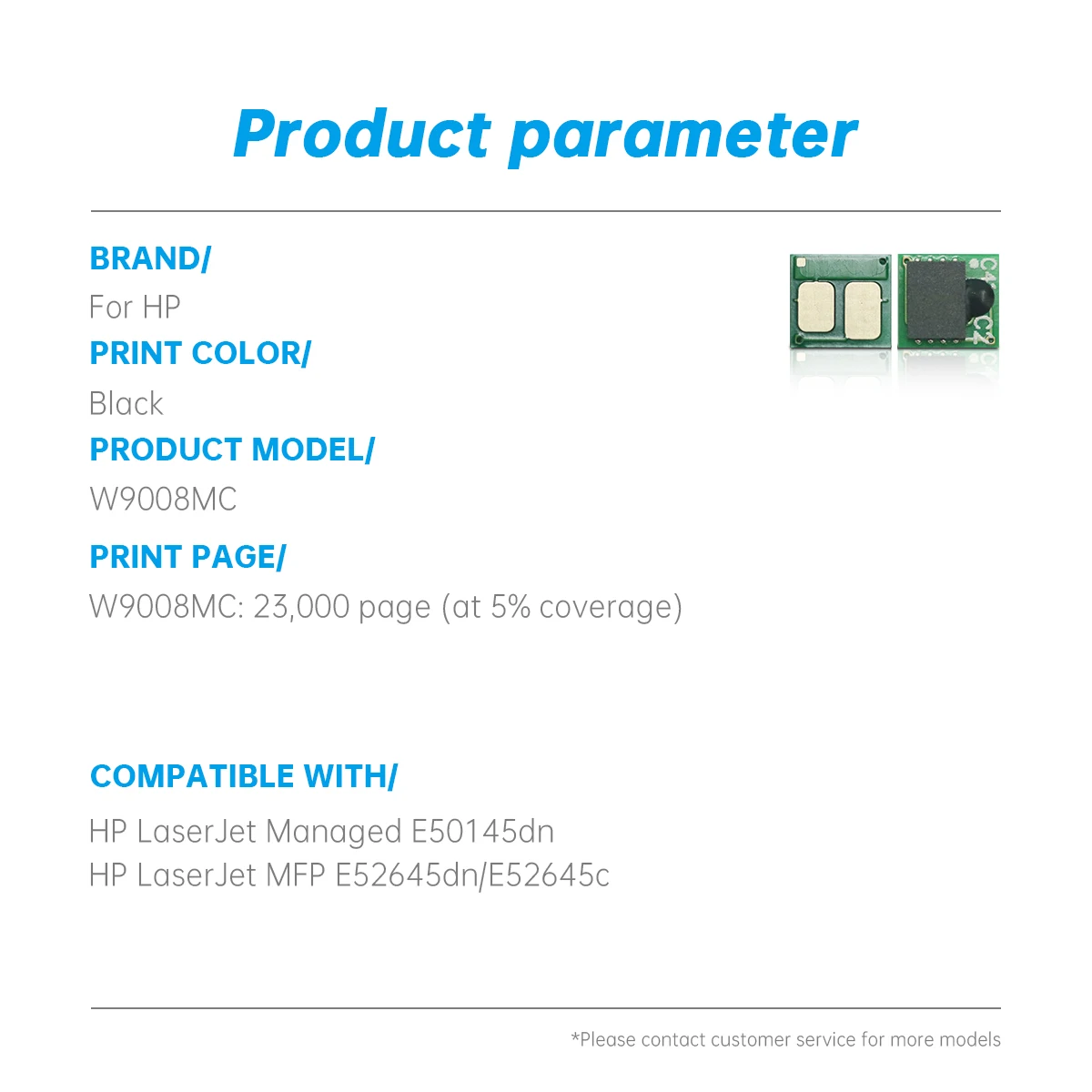 Compatible Toner Cartridge Chip W9008MC for HP LaserJet Managed E50145DN MFP E52645DN E52645C Toner Chip