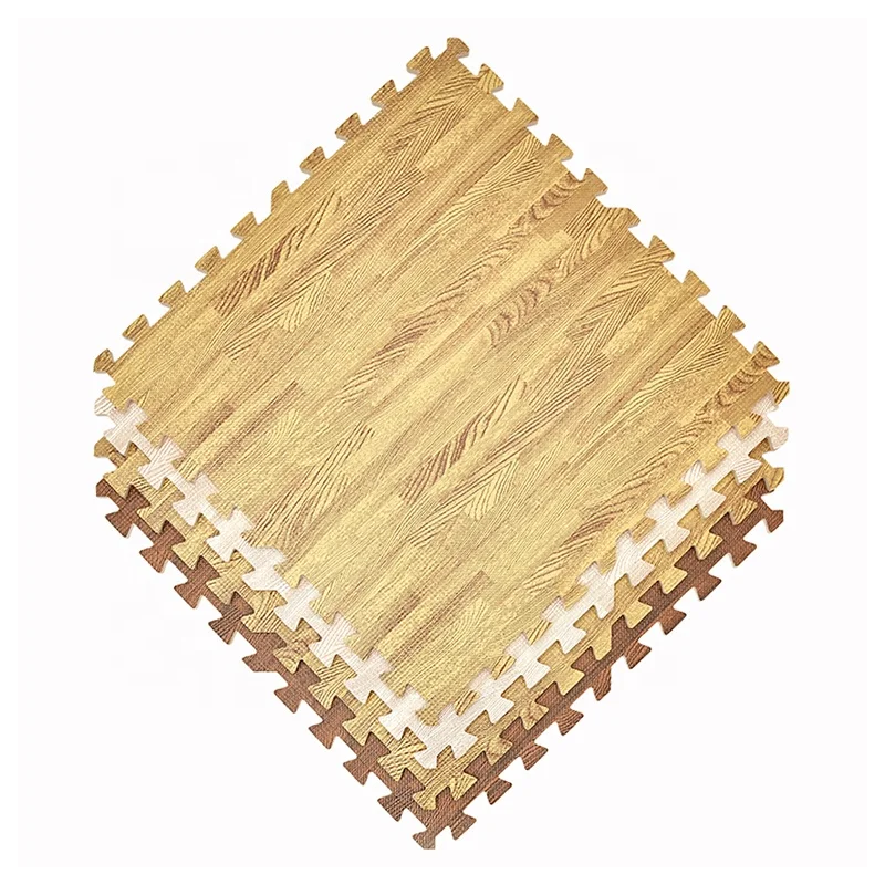 Aji Puzzle Playmat Eva Foam 60*60Cm Protect Thick High Elasticity Alfombras Nino Pisos De Goma Wood Grain Floor Mat