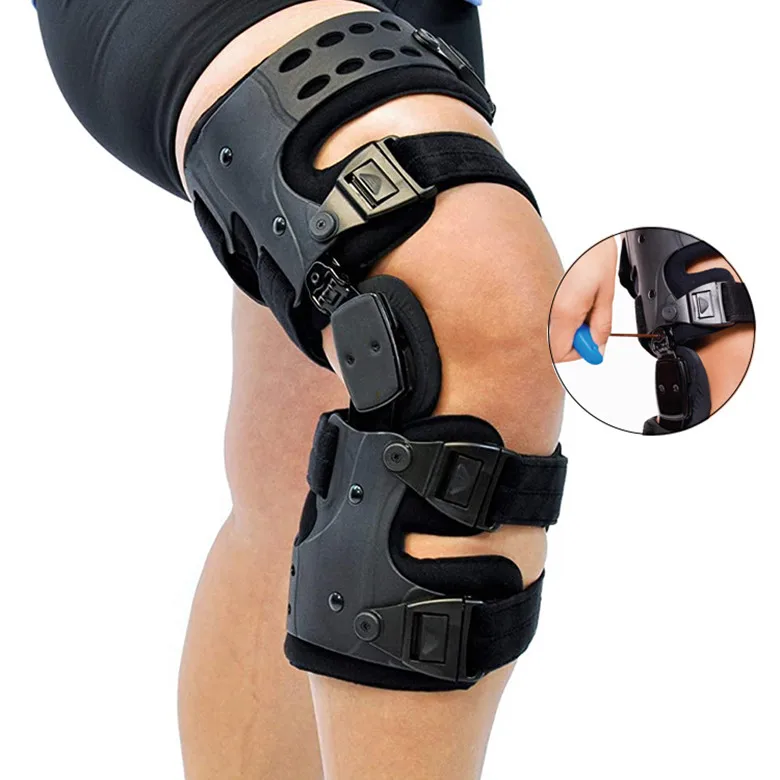 Medical Adjustable Orthopedic Brace Aluminum Post-op Leg Brace OA Hinged Knee Support