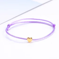 Multicolor Charm Rope Bracelet Women Gold Heart Bracelet Adjustable Cord Bracelet
