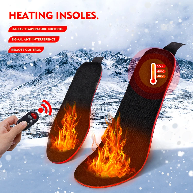 Carbon Fibre Electric Battery Powered Rechargeable Usb Warm Remote Control Wireless 3.7V Heated Insole