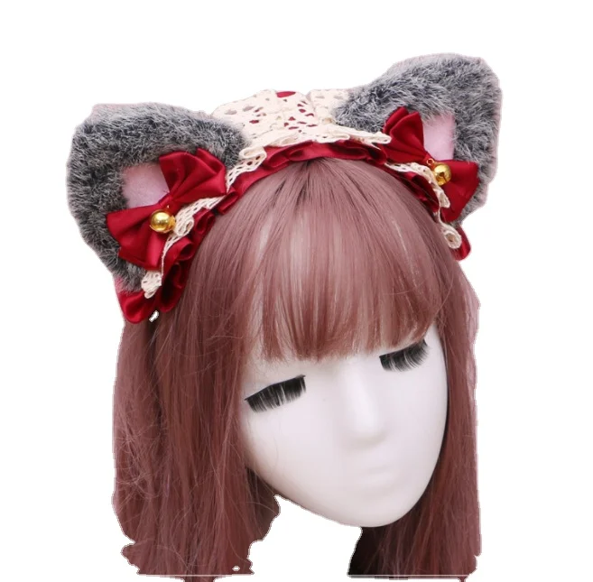 Wolf Fox Ear Plush Hairband Girls Kawaii Cute Lolita Cosplay Cat Ears Headband Anime Dance Party Costume Hair Accessories Props