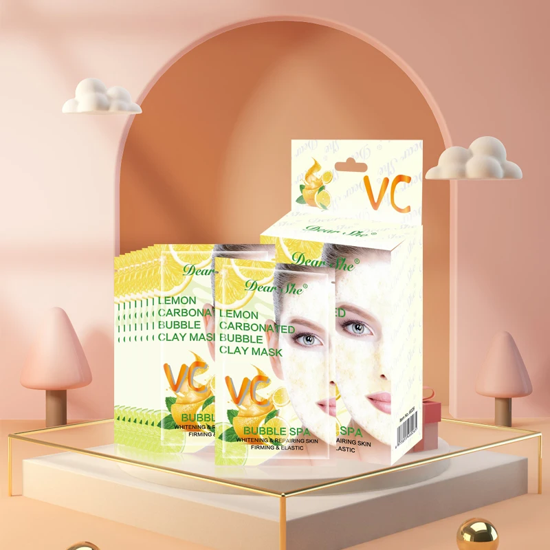 Dear She Natural Fruit Lemon Vitamin C Carbonated Bubble Clay Facial Mask Whitening Repairing Skin Firming Elastic Skin Care