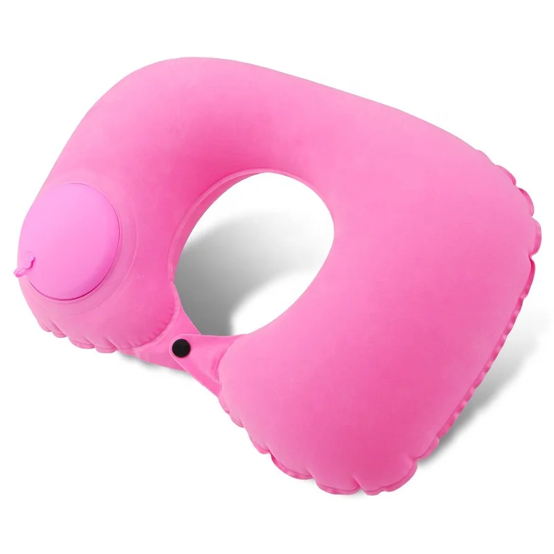 Portable Folding Essential Automatic self-inflating press Air Filled Inflatable Travel Neck U-Shaped Pillows for Adult