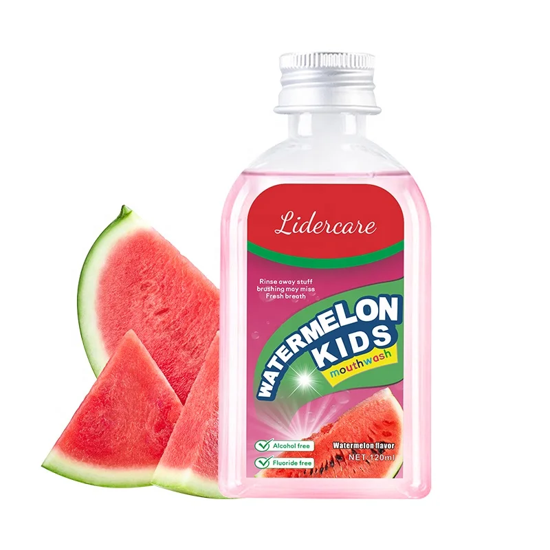 Watermelon flavor children mouthwash kids oral care products custom private label without fluoride mouthwash for travel use