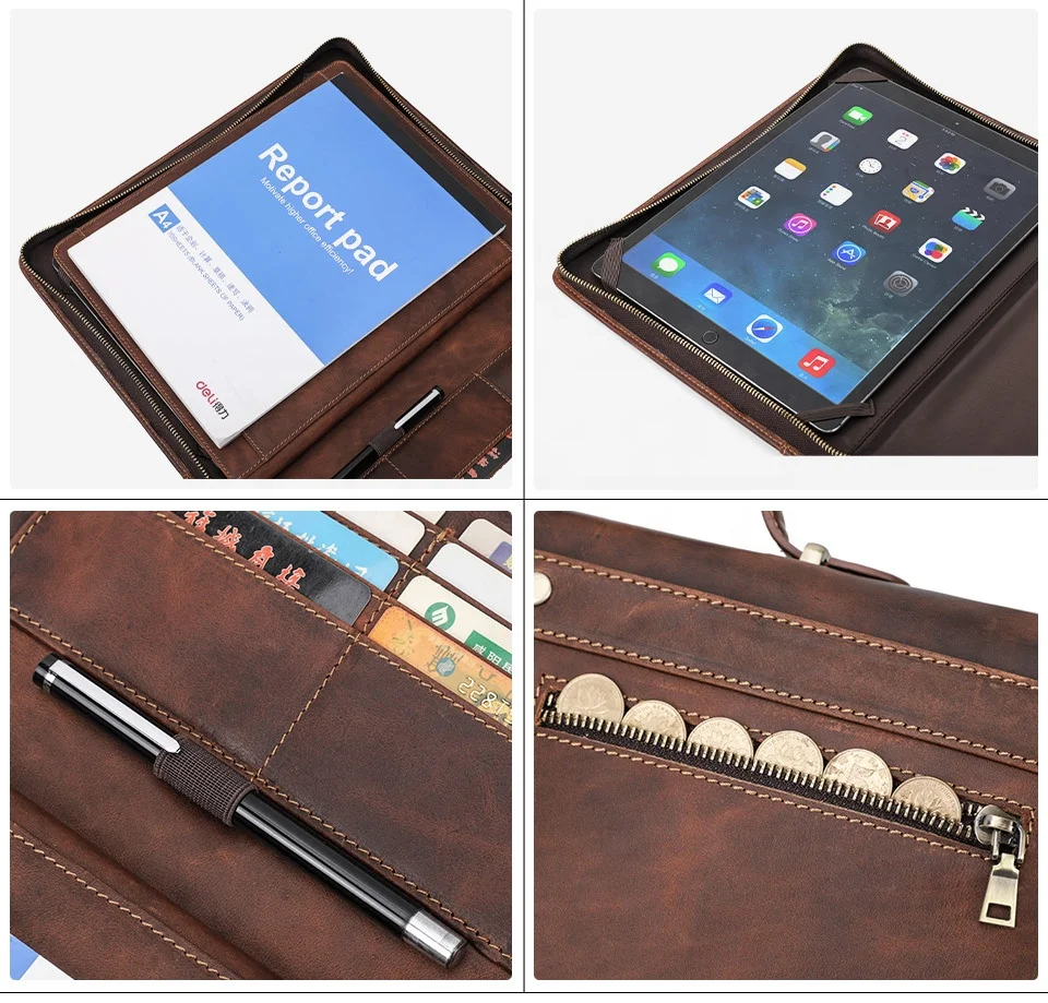 CONTACTS FAMILY Tablet Case Zipper Leather Tablet Briefcase Bag For iPad Pro 12.9 Case Custom Business Flatbed Portfolio CF2035R
