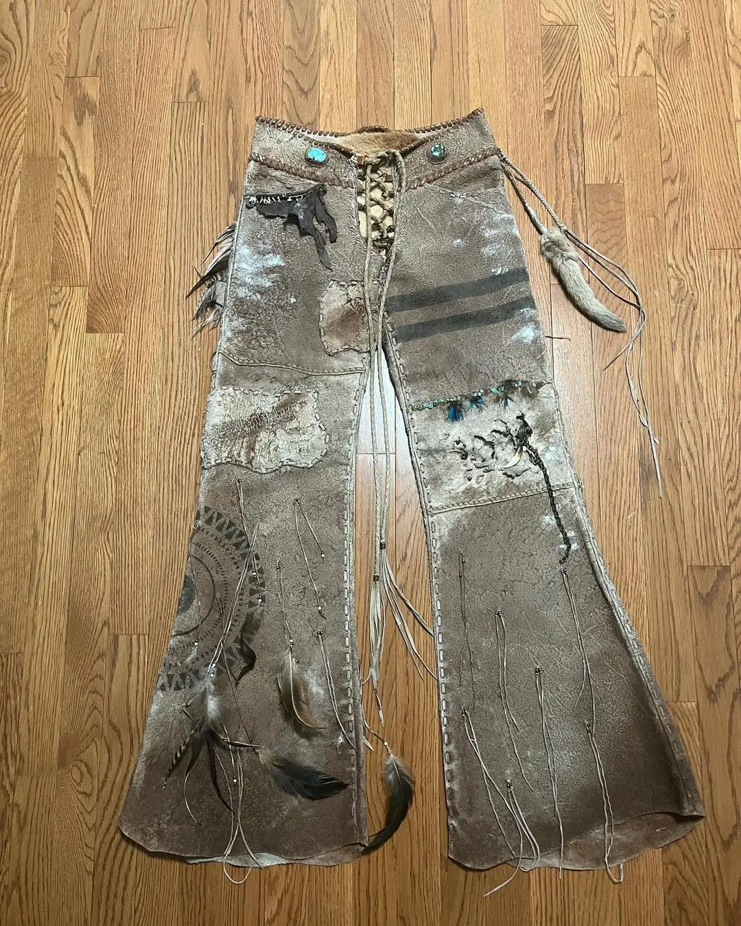 ZhuoYang Garment Oem Factory Custom Knee Rips Jean Pants Vintage Stretch Flared Leather pants