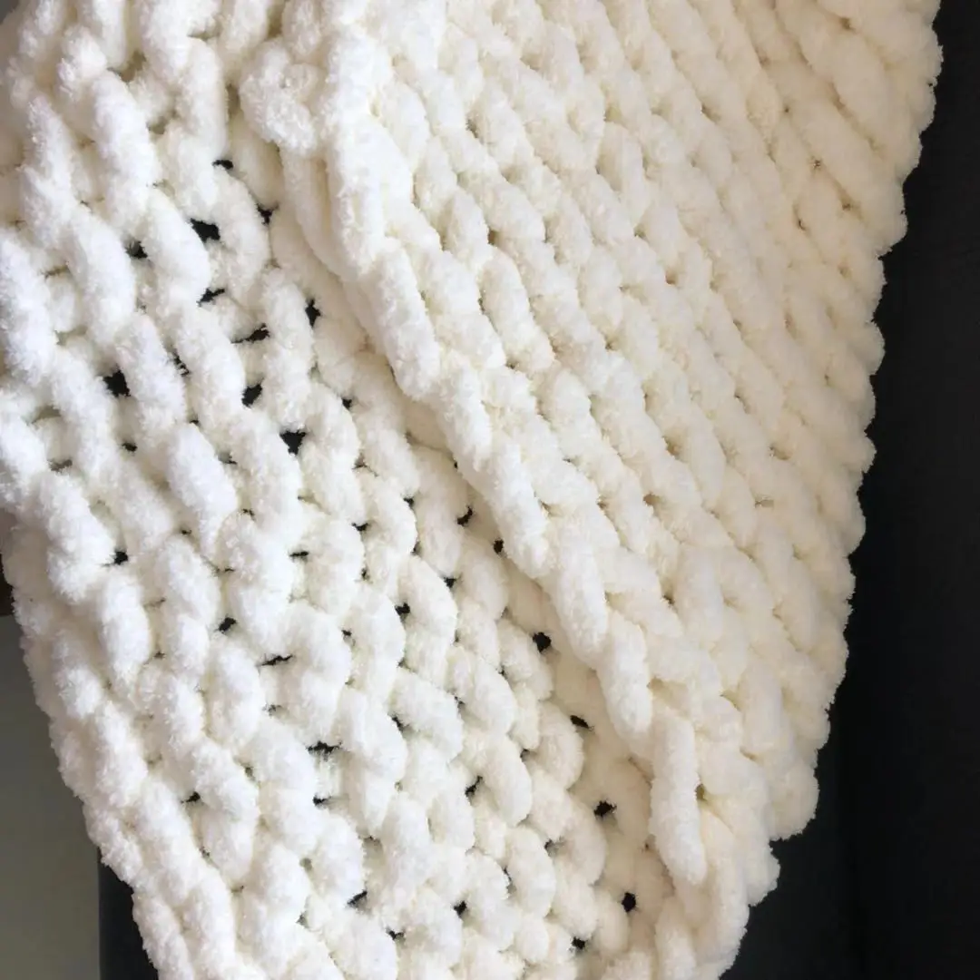 100% polyester mixed colour thick rayon polyester chenille spun yarn stripes handmade fancy chunky chenille baby blanket yarn