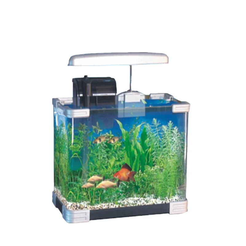 HRK-500 Glass mini aquarium with light waterproof mini underwater aquarium fish tank color led light with suction cup