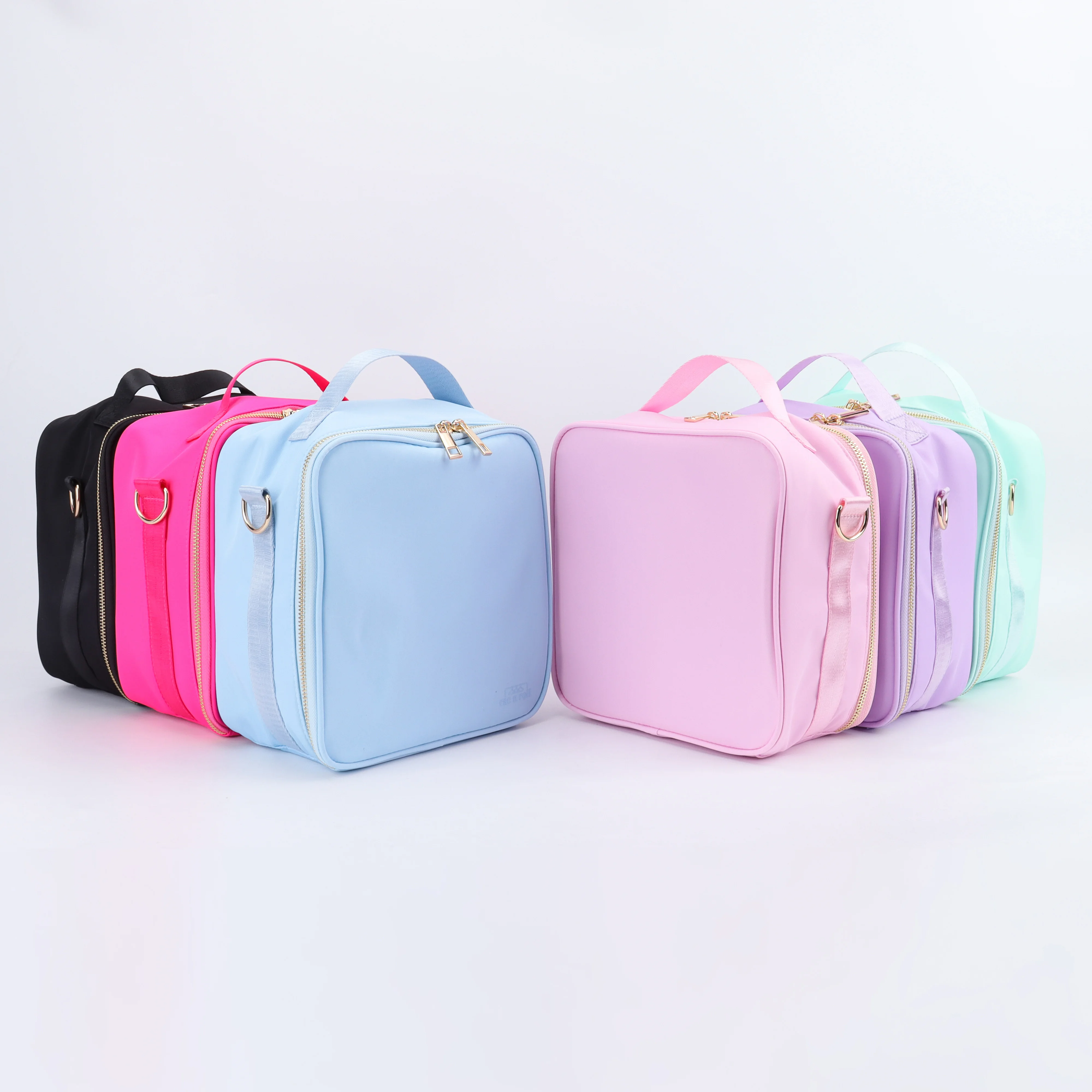 Keymay Stock Multi Colors Portable Nylon Crossbody Ice Cooler Bag Insulated Waterproof Shoulder with Pocket Lunch Box Kids