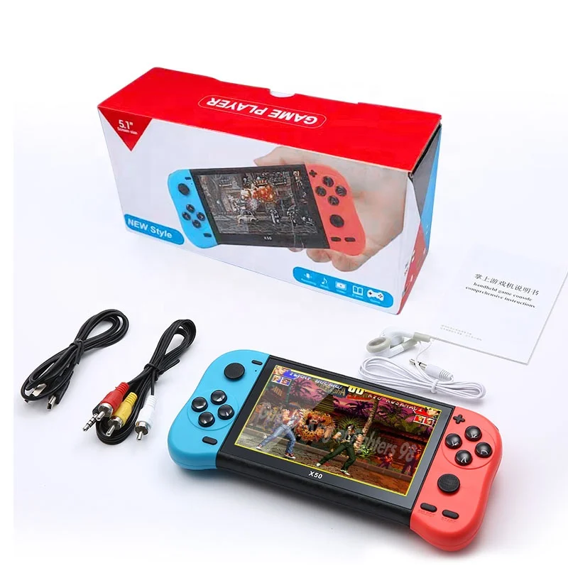 Handheld Game Console 5.1 inch HD Screen Portable Gamepad Player 6800+ Retro Classic Games 4K HD TV Video game Consoles X50
