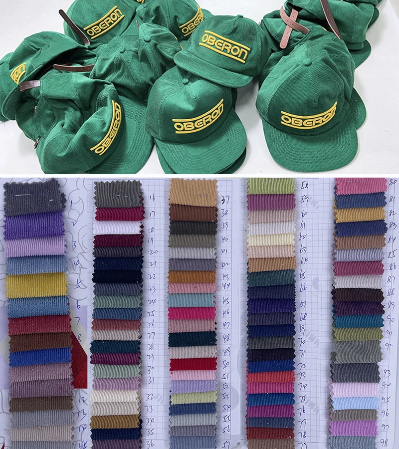 Hengxing vintage unstructured corduroy 6 panel hat with custom logo embroidery