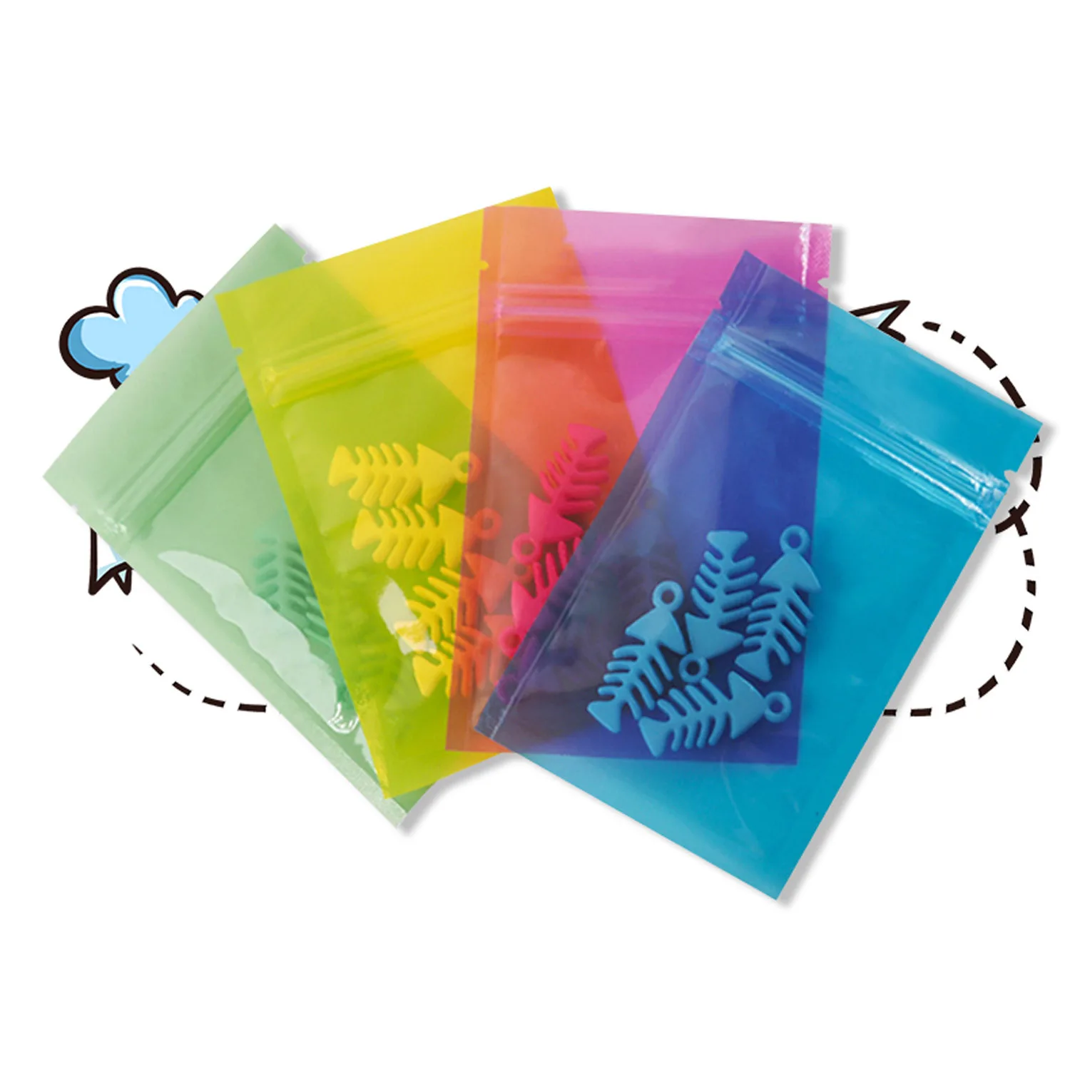 Colorful transparent resealable earrings packaging bag hairpin jewelry sealed zipper bag exquisite mini pouch
