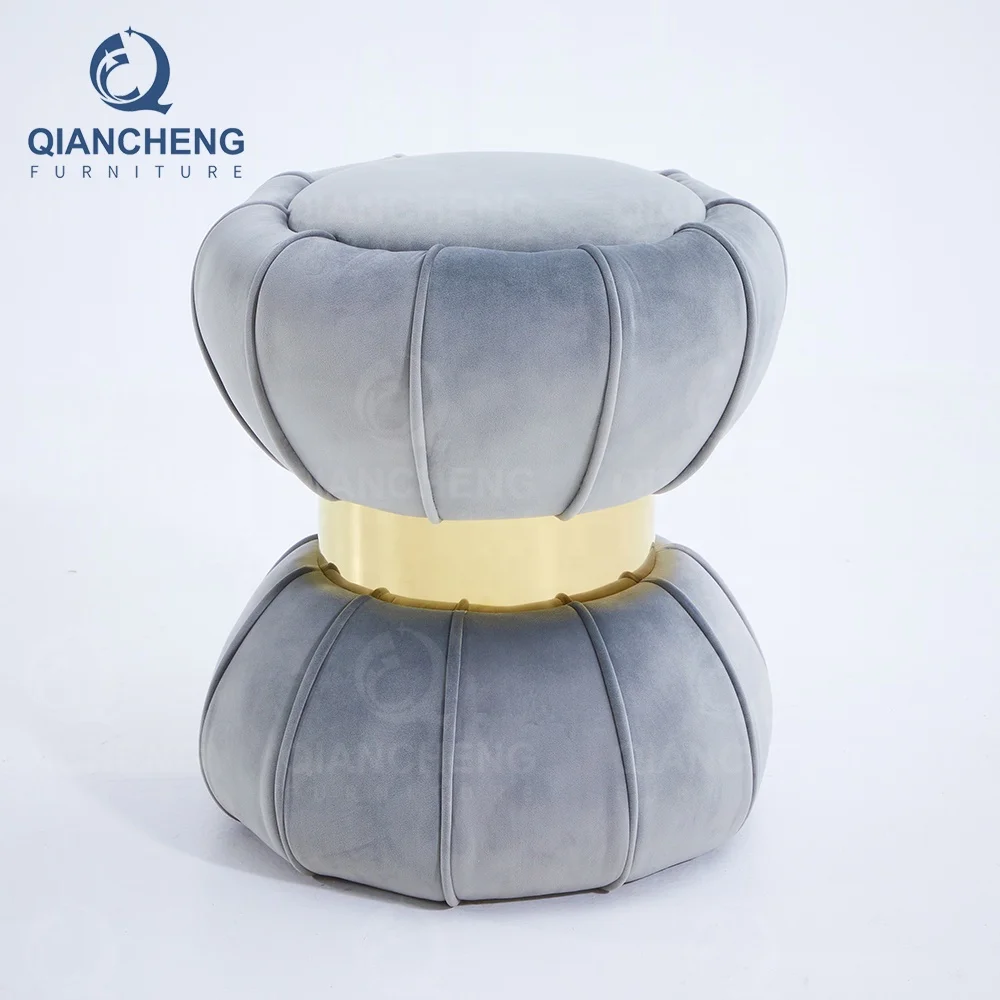 2023 hot style ottoman white velvet fabric foot stool living room home furniture salon footrest