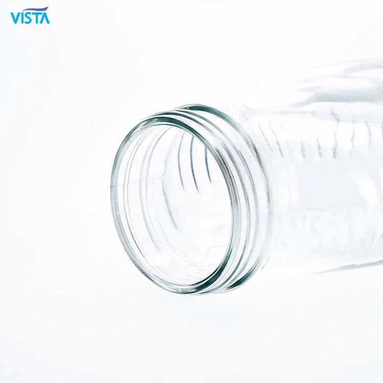 650ml Clear Transparent Queenline Honey Glass Jar Lines Embossment Flat Jar For Food Storage With 63mm Screw Lid