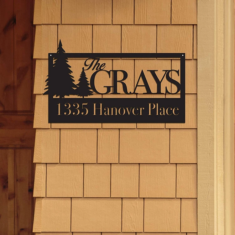 Custom Cutting Round Metal Address Plaque Circle Black Stainless Steel House Numbers Address