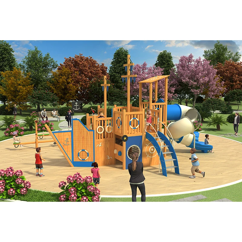 Pirate ship and slide is LETIAN factory made by for the steel and plastic amusement park equipment
