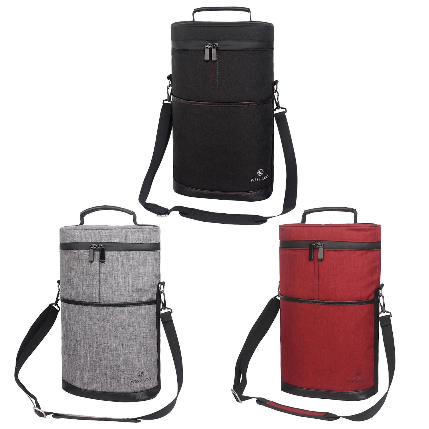 2 Bottle Custom Printed Waterproof Thermal Wine Bottle Cooler Bag Insulated Portable Wine Cooler Bag