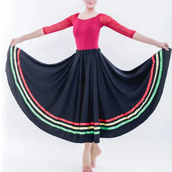 long dance full character skirts Dance clothing ballet skirt Classical Dance Performance Character Skirt with Elastic Waistband