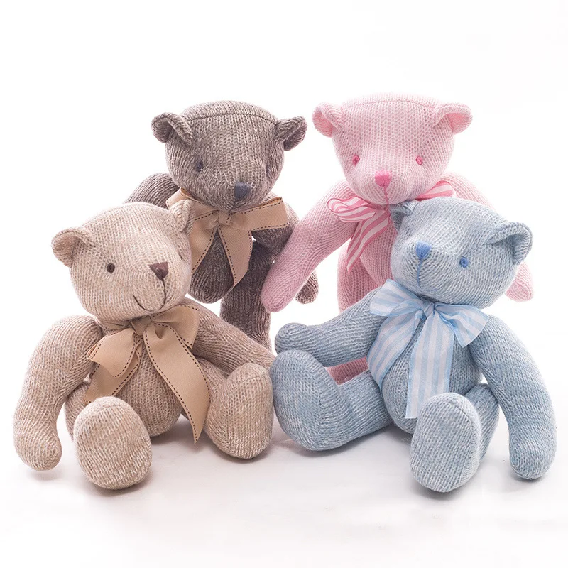 
Soft Cute Teddy Bear Stuffed Animal Knitting Plush Toy Adjustable Joint Kids Christmas Birthday Gift For Girls Friends 14 Inch 