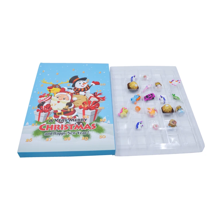 Hot Sale Customized Fancy Empty Christmas Vacation Cheap 24 Insert Advent Calendar Packaging Box For Kids