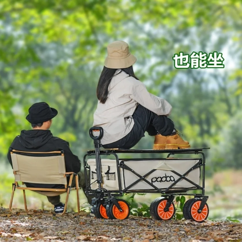 Customizable OEM Electric Wagon for Outdoor Activities Hand Luggage Cart Trolleys with Mesh Structure Fishing Shopping Storage