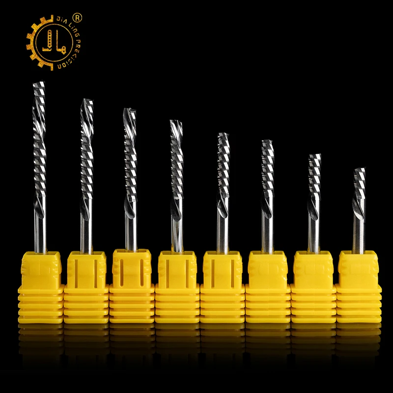 Фрезерный станок с ЧПУ инструменты 3,175 мм Одиночная флейта спиральная Концевая фреза для акрилового ПВХ резца древесины