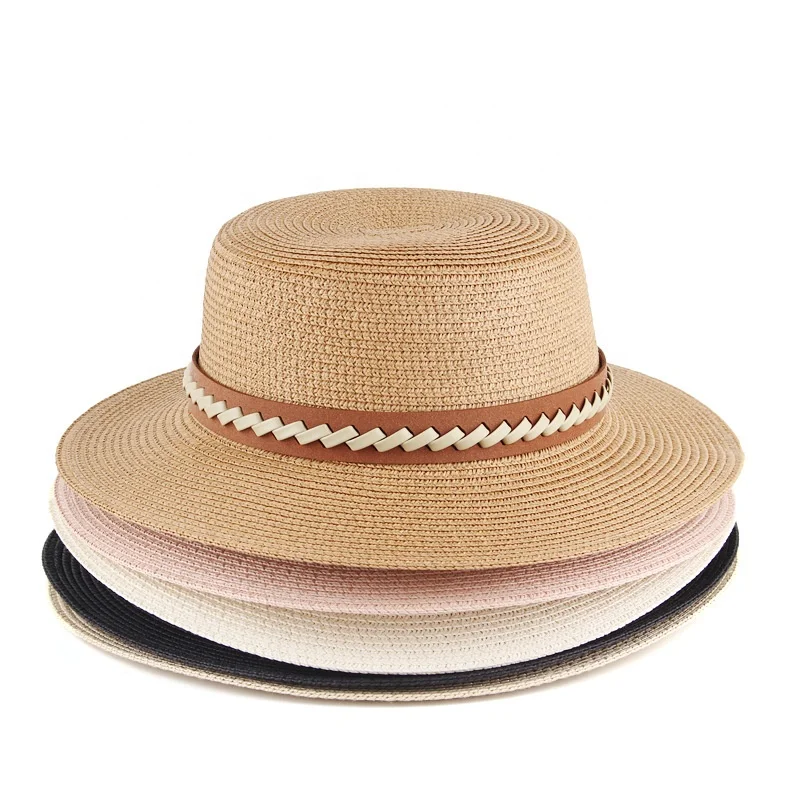 Summer Outdoor Simple Leisure Sunshade Sunblock Straw Hat Flat Top Straw Knitted Hat For Men And Women