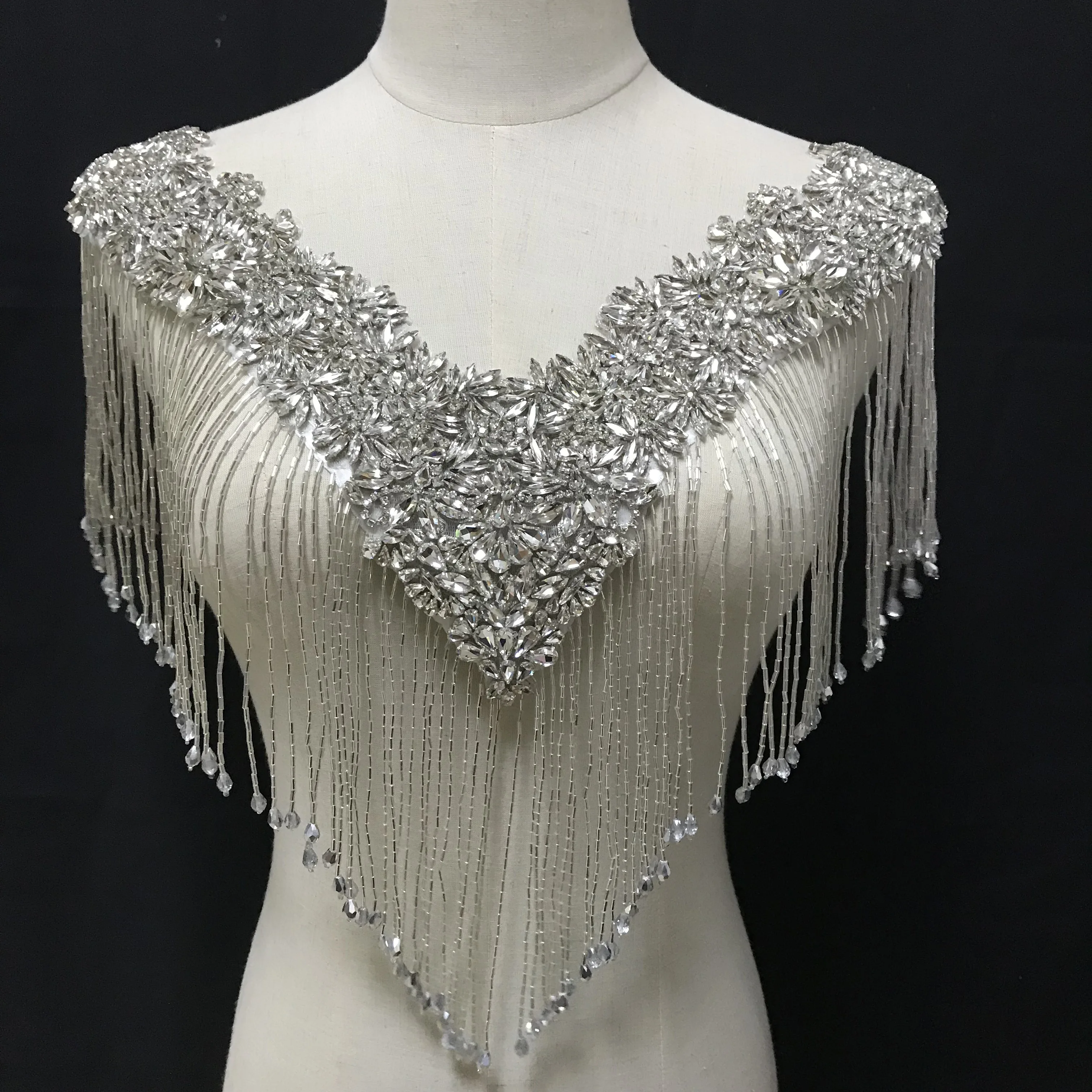 
shoulder patch with tassel fringe decorative crystal bolero 