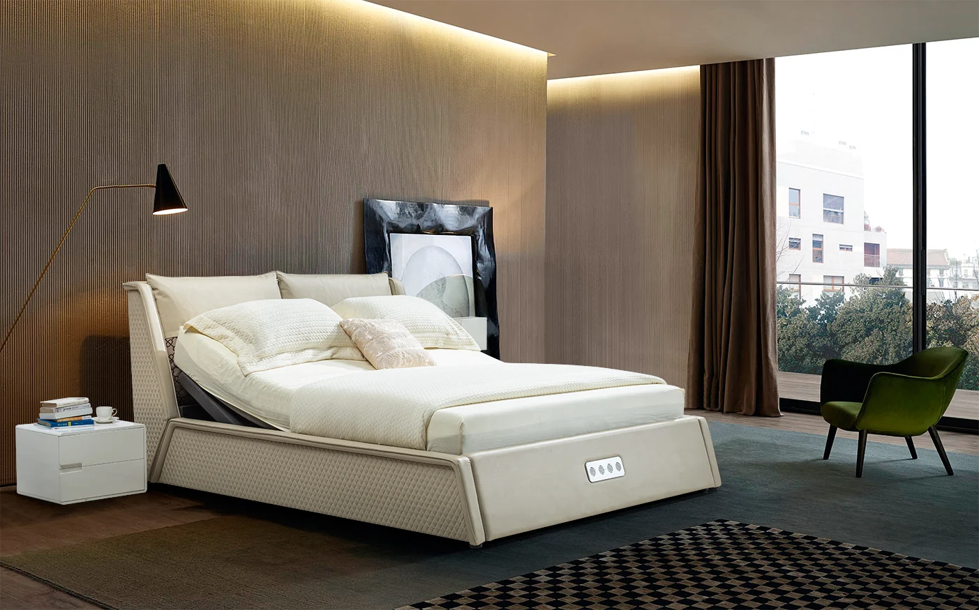 OEM&ODM Luxury Italian Bedroom Furniture Set Modern Large King Queen Double Bed with Mattress